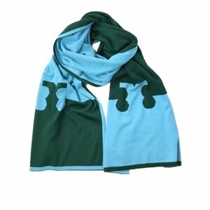 Gorgeous Tory Burch Serif-T Long Scarf, Norwood/River Blue and Green Scarf
